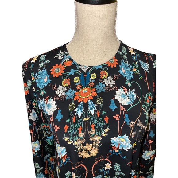 Zara Woman Fall Floral Print Long Sleeve Shift Dress Women’s Size Small - Picture 2 of 8
